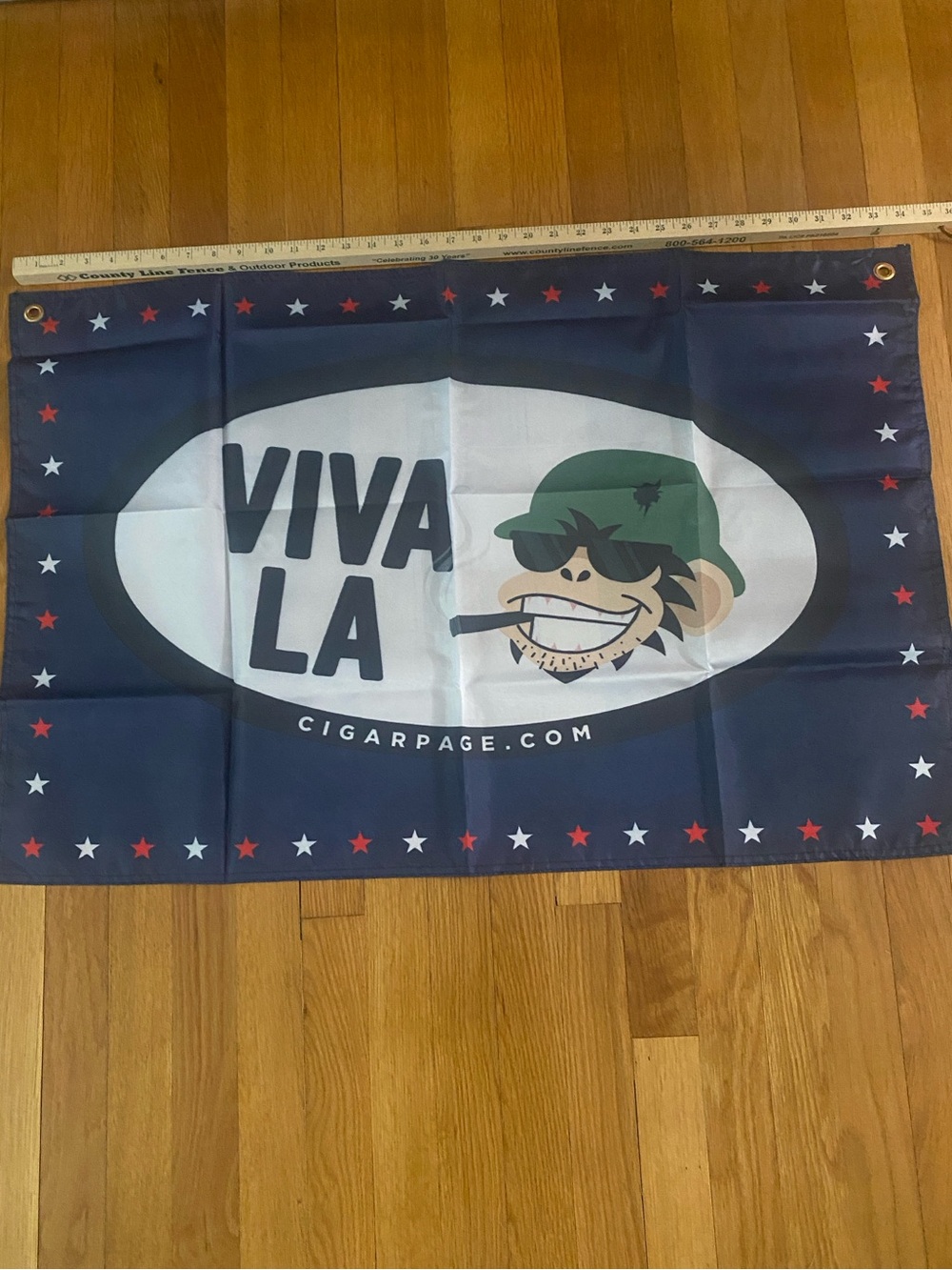 Viva La Cigarpage Banner Flag - Navy, White, Green with BONUS playing cards